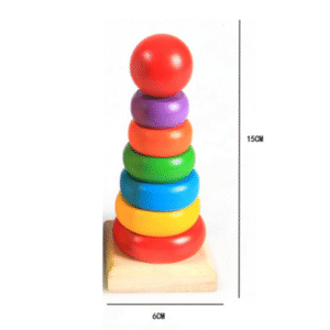 Wooden Toys Rainbow Tower Sorting Stacking Rings Building Puzzles Toys Educational Learning Montessori STEM Game for 1 Years Old Up Boys and Girls