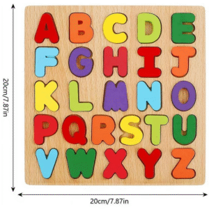 Colorful Wooden Puzzle Set Featuring 3D Capital Alphabets, Numbers, and Shapes| ABCD Puzzle Set | Learning Educational Board for Kids