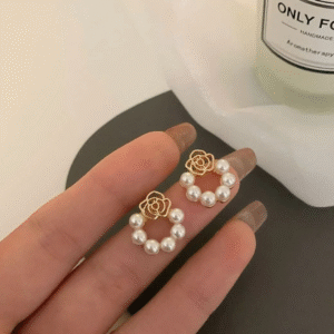 Pearl Stone Circle Earrings for Girls