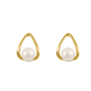 18K Gold Plated Triangle Shape Earrings with Pearl