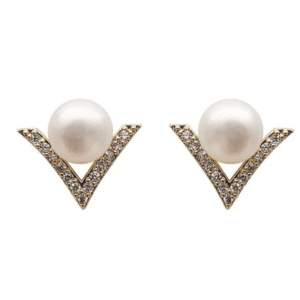 V-Shape Earring with Pearl Stone