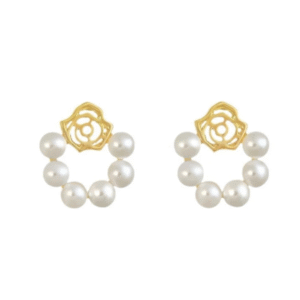 Pearl Stone Circle Earrings for Girls