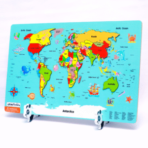 Wooden World Map Puzzle & Country Flags