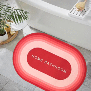 Rubber Bathroom Mat,Anti-Skid Water Soaking Bathroom Rug Door,Floor mat, Soft Quick Dry Water Absorbent Mat for Home Office 40x60cm (red1)