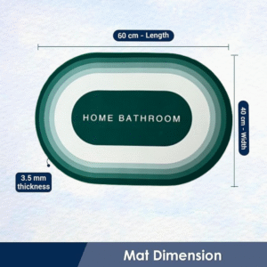 Rubber Bathroom Mat,Anti-Skid Water Soaking Bathroom Rug Door,Floor mat, Soft Quick Dry Water Absorbent Mat for Home Office 40x60cm (green1)